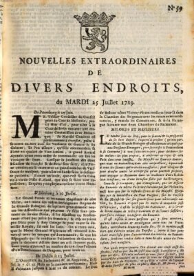 Nouvelles extraordinaires de divers endroits Dienstag 25. Juli 1719