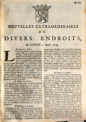 Nouvelles extraordinaires de divers endroits Dienstag 1. August 1719