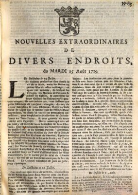 Nouvelles extraordinaires de divers endroits Dienstag 15. August 1719