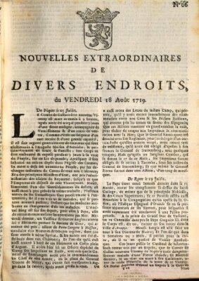 Nouvelles extraordinaires de divers endroits Freitag 18. August 1719