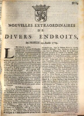 Nouvelles extraordinaires de divers endroits Dienstag 29. August 1719