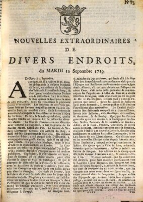 Nouvelles extraordinaires de divers endroits Dienstag 12. September 1719