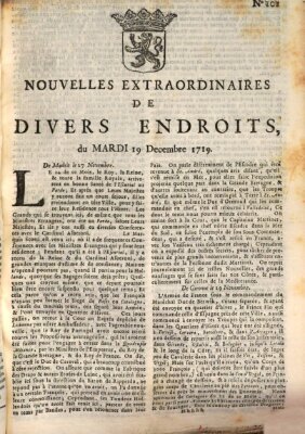 Nouvelles extraordinaires de divers endroits Dienstag 19. Dezember 1719