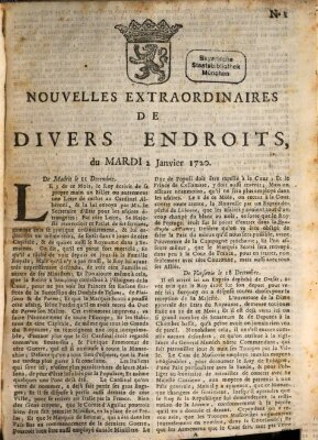 Nouvelles extraordinaires de divers endroits Dienstag 2. Januar 1720