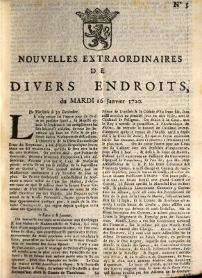 Nouvelles extraordinaires de divers endroits Dienstag 16. Januar 1720