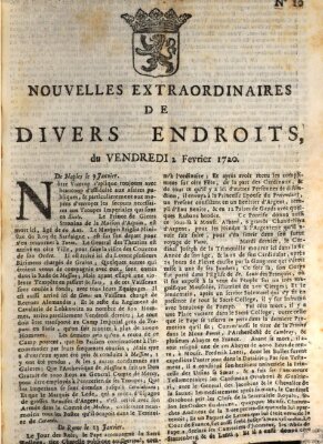 Nouvelles extraordinaires de divers endroits Freitag 2. Februar 1720