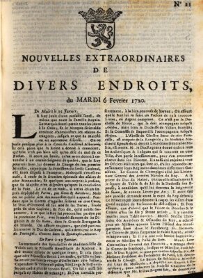 Nouvelles extraordinaires de divers endroits Dienstag 6. Februar 1720