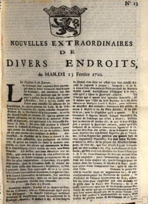 Nouvelles extraordinaires de divers endroits Dienstag 13. Februar 1720