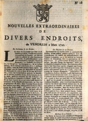 Nouvelles extraordinaires de divers endroits Freitag 1. März 1720