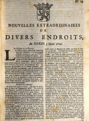 Nouvelles extraordinaires de divers endroits Dienstag 5. März 1720