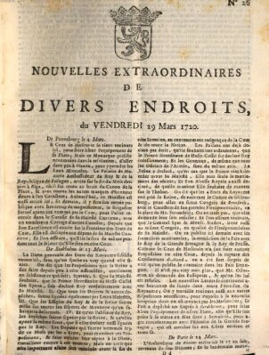 Nouvelles extraordinaires de divers endroits Freitag 29. März 1720