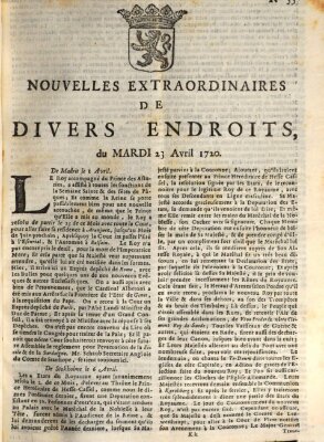 Nouvelles extraordinaires de divers endroits Dienstag 23. April 1720