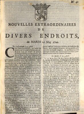 Nouvelles extraordinaires de divers endroits Dienstag 21. Mai 1720