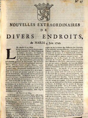 Nouvelles extraordinaires de divers endroits Dienstag 4. Juni 1720