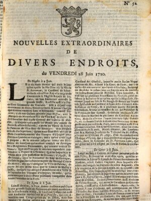 Nouvelles extraordinaires de divers endroits Freitag 28. Juni 1720