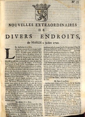 Nouvelles extraordinaires de divers endroits Dienstag 2. Juli 1720