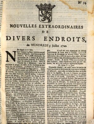 Nouvelles extraordinaires de divers endroits Freitag 5. Juli 1720