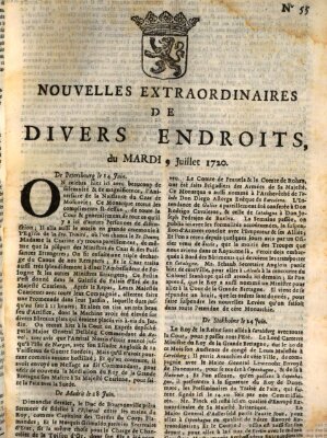 Nouvelles extraordinaires de divers endroits Dienstag 9. Juli 1720