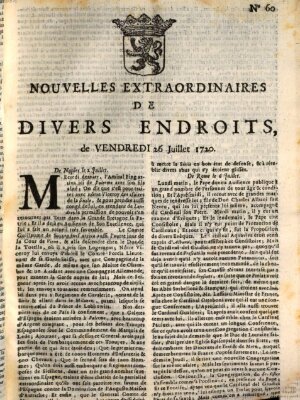 Nouvelles extraordinaires de divers endroits Freitag 26. Juli 1720