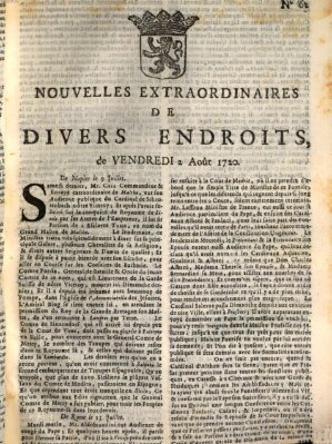 Nouvelles extraordinaires de divers endroits Freitag 2. August 1720