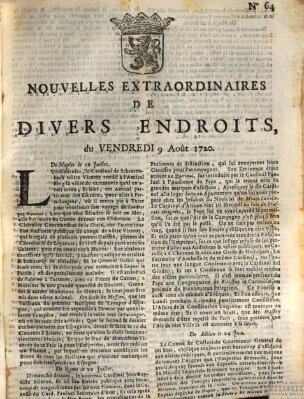 Nouvelles extraordinaires de divers endroits Freitag 9. August 1720