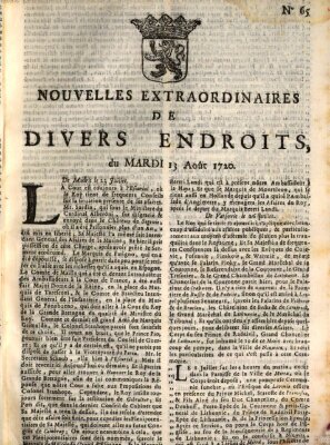 Nouvelles extraordinaires de divers endroits Dienstag 13. August 1720