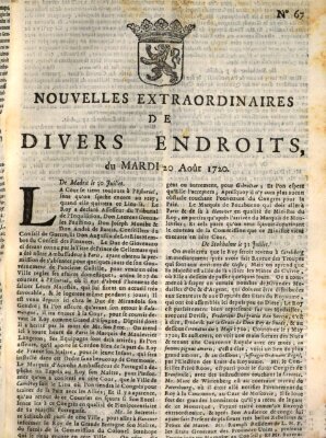 Nouvelles extraordinaires de divers endroits Dienstag 20. August 1720