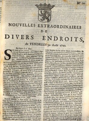 Nouvelles extraordinaires de divers endroits Freitag 30. August 1720