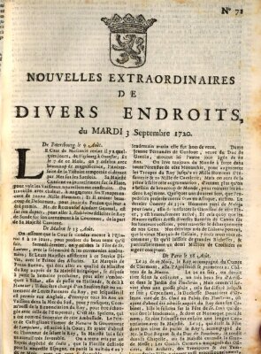 Nouvelles extraordinaires de divers endroits Dienstag 3. September 1720