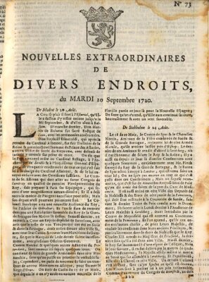 Nouvelles extraordinaires de divers endroits Dienstag 10. September 1720