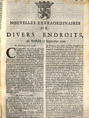 Nouvelles extraordinaires de divers endroits Dienstag 17. September 1720