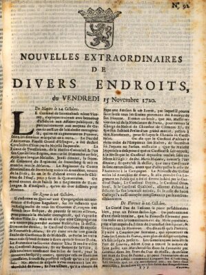 Nouvelles extraordinaires de divers endroits Freitag 15. November 1720