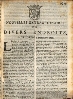 Nouvelles extraordinaires de divers endroits Freitag 6. Dezember 1720