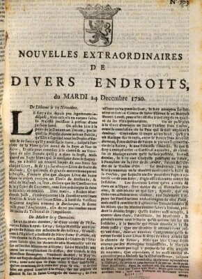 Nouvelles extraordinaires de divers endroits Dienstag 24. Dezember 1720