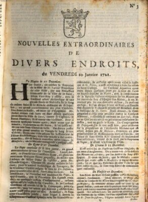 Nouvelles extraordinaires de divers endroits Freitag 10. Januar 1721