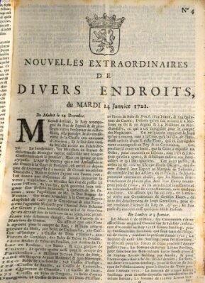 Nouvelles extraordinaires de divers endroits Dienstag 14. Januar 1721