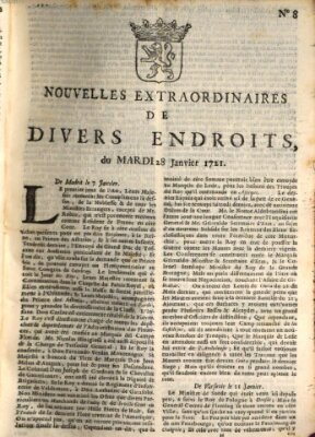 Nouvelles extraordinaires de divers endroits Dienstag 28. Januar 1721