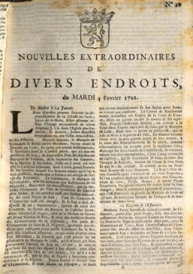 Nouvelles extraordinaires de divers endroits Dienstag 4. Februar 1721