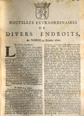 Nouvelles extraordinaires de divers endroits Dienstag 25. Februar 1721