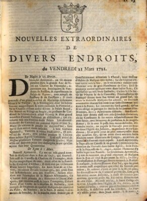 Nouvelles extraordinaires de divers endroits Freitag 21. März 1721