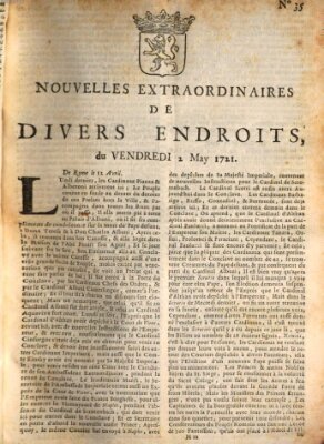 Nouvelles extraordinaires de divers endroits Freitag 2. Mai 1721