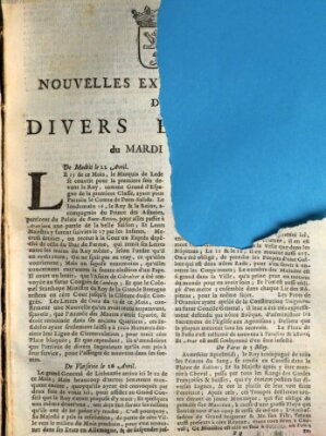 Nouvelles extraordinaires de divers endroits Dienstag 13. Mai 1721