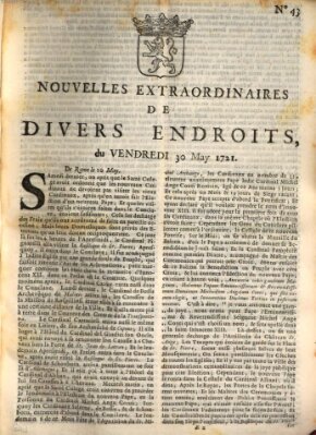 Nouvelles extraordinaires de divers endroits Freitag 30. Mai 1721