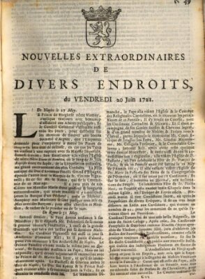 Nouvelles extraordinaires de divers endroits Freitag 20. Juni 1721