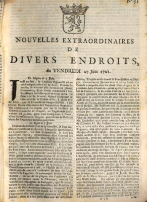 Nouvelles extraordinaires de divers endroits Freitag 27. Juni 1721