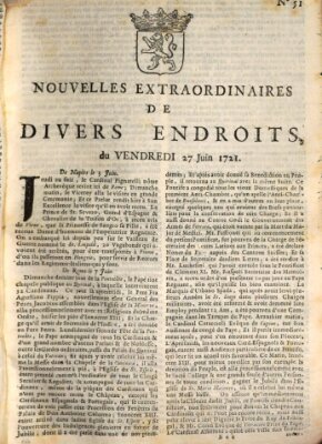 Nouvelles extraordinaires de divers endroits Freitag 27. Juni 1721