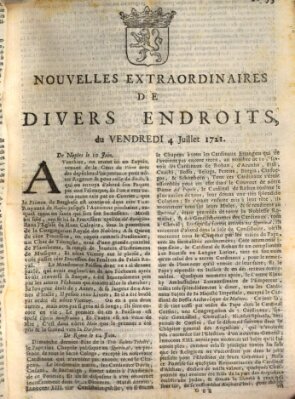 Nouvelles extraordinaires de divers endroits Freitag 4. Juli 1721