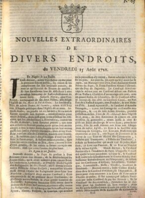 Nouvelles extraordinaires de divers endroits Freitag 15. August 1721