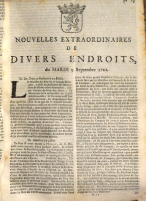 Nouvelles extraordinaires de divers endroits Dienstag 9. September 1721