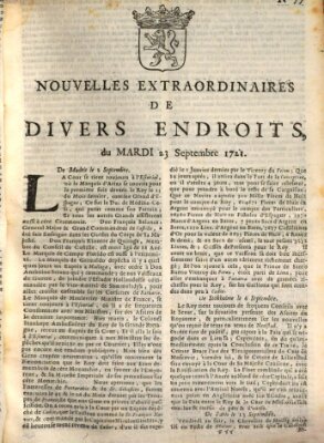 Nouvelles extraordinaires de divers endroits Dienstag 23. September 1721